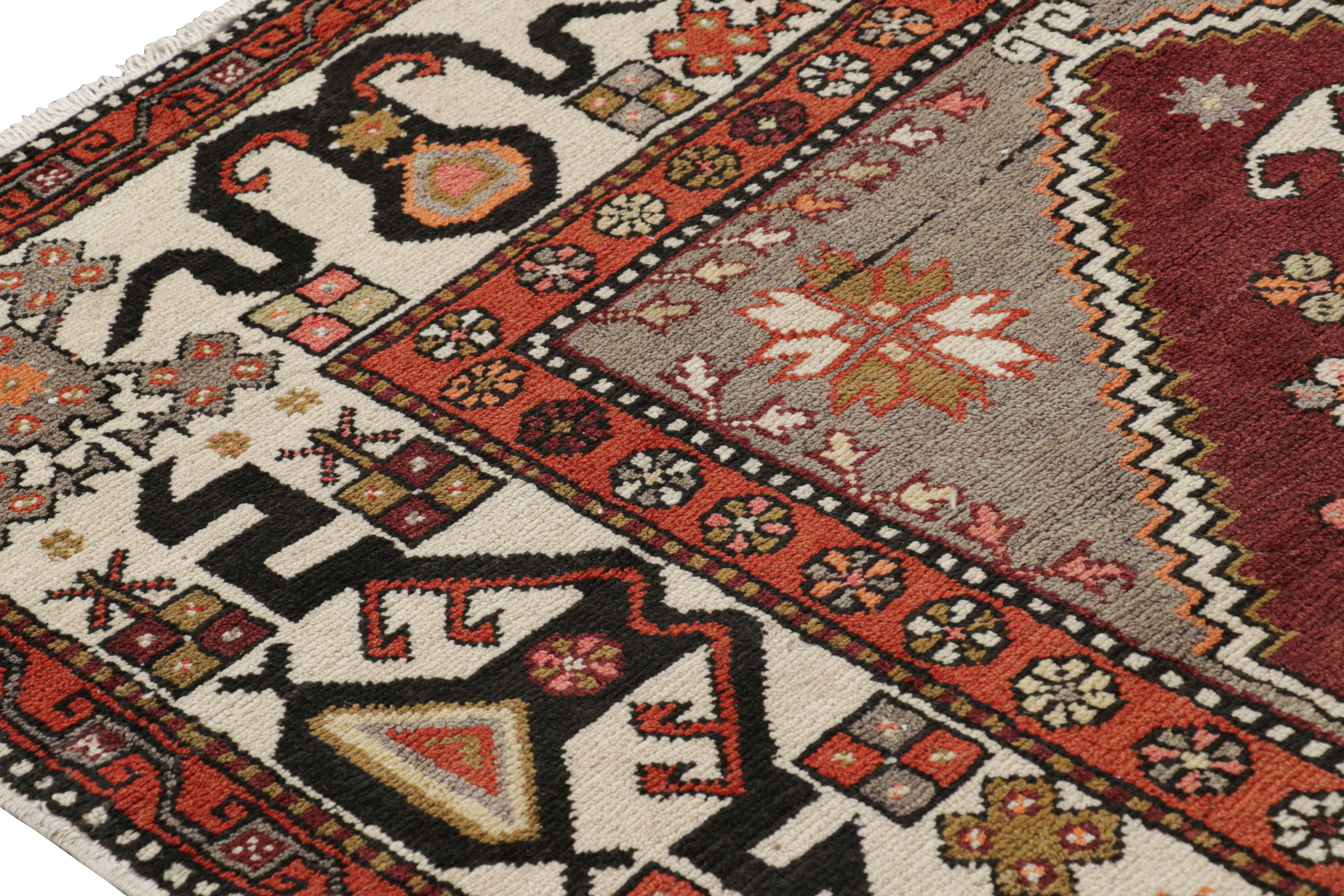 Hand-Knotted Vintage Turkish Rug with Multicolor Geometric Medallion - Rug & Kilim For Sale