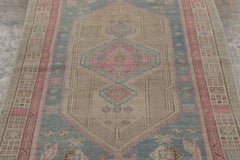 Vintage Turkish Rug with Pastel Geometric Medallion Design - Rug & Kilim