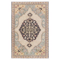 Vintage Turkish Rug with Polychromatic Floral Medallion, from Rug & Kilim