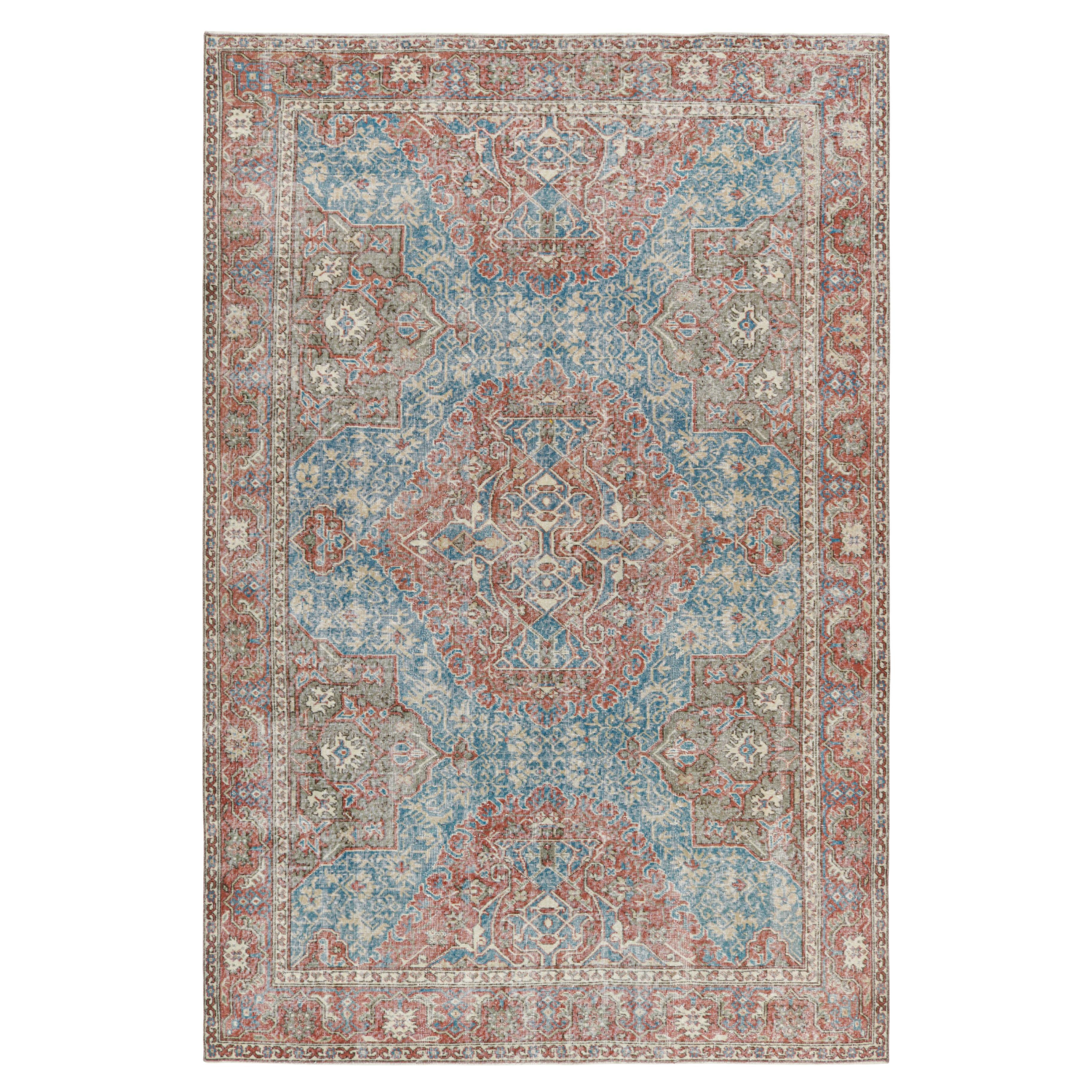 Vintage Turkish Rug with Polychromatic Geometric Medallion, from Rug & Kilim