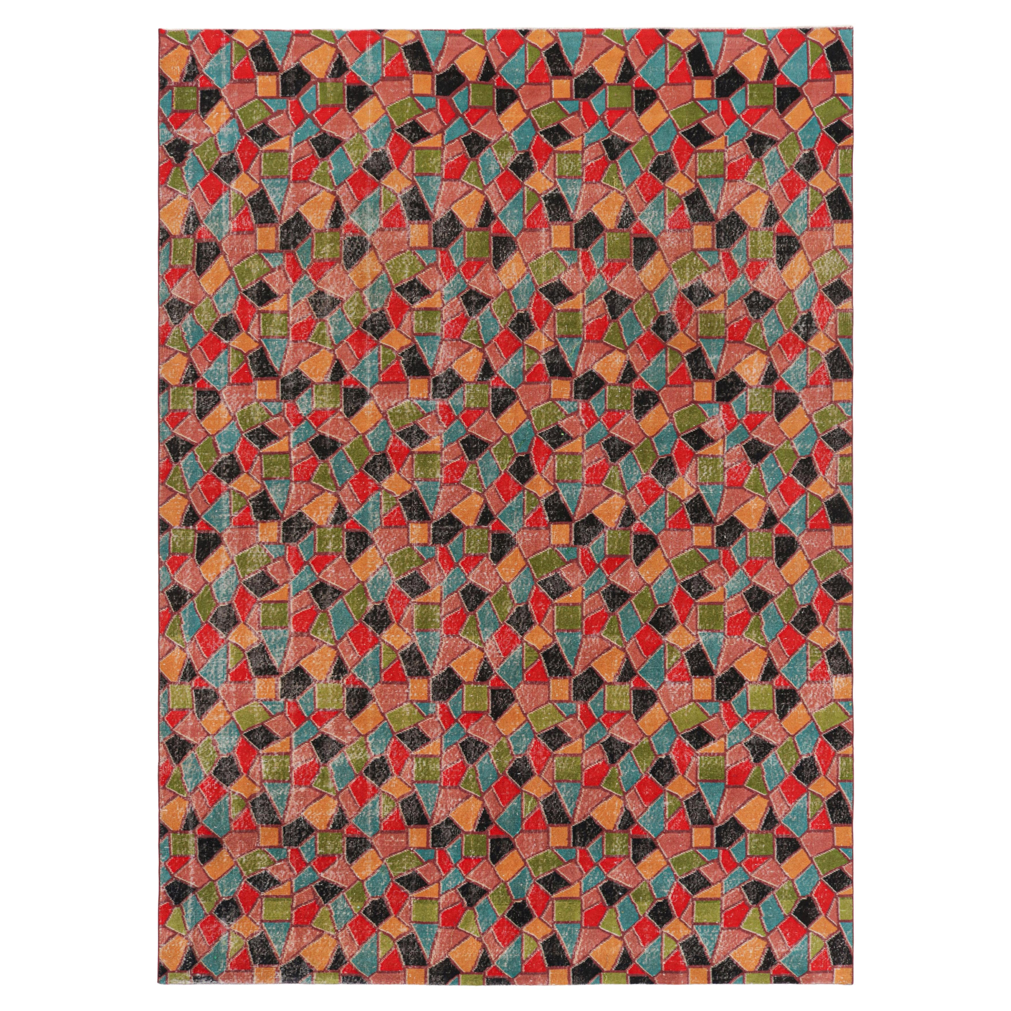 Vintage Turkish Rug with Polychromatic Geometric Patterns, from Rug & Kilim