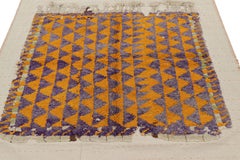 Vintage Turkish Rug with Purple and Orange Geometric Patterns  Rug & Kilim