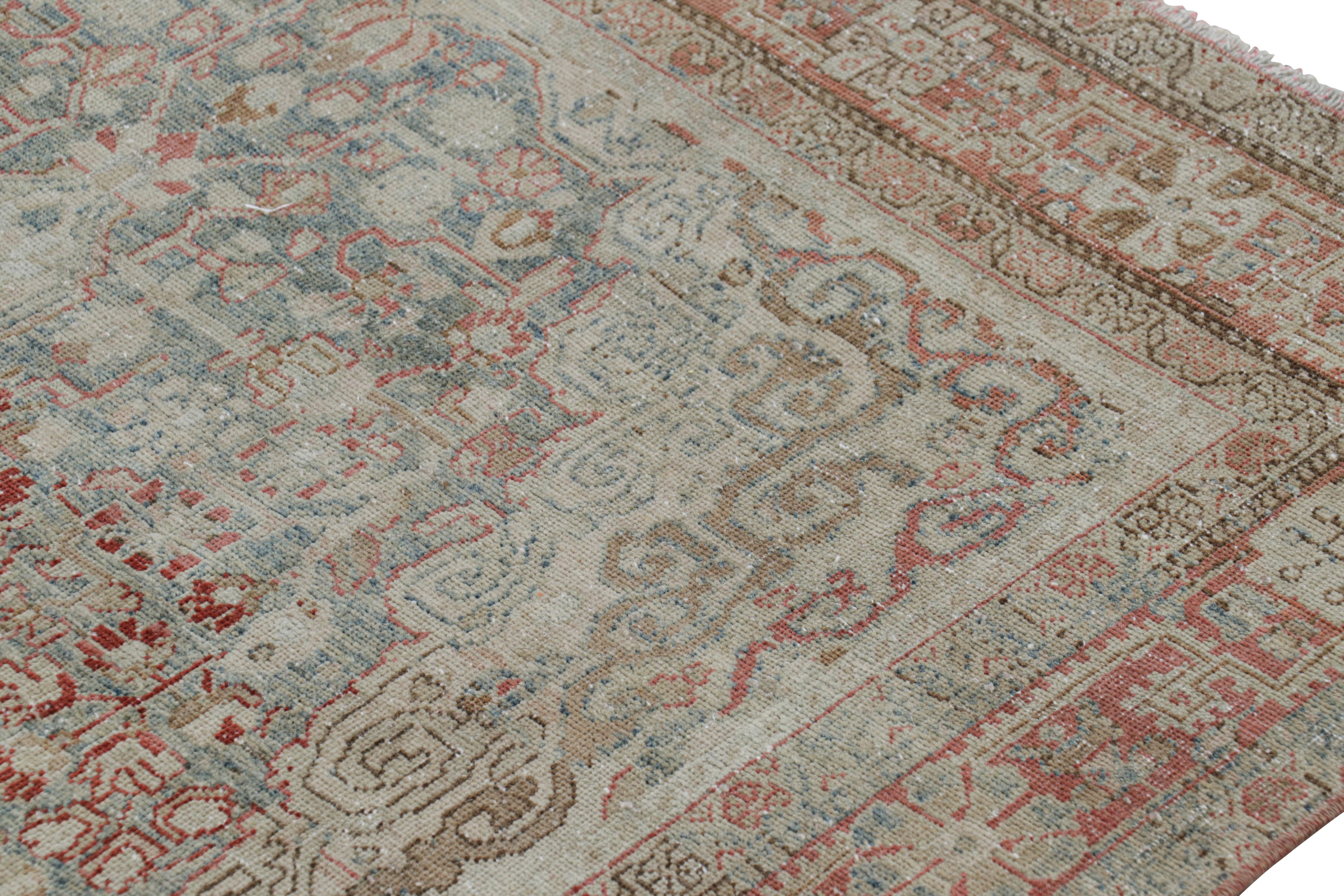 Hand-Knotted Vintage Turkish Rug with Red and Teal Floral Medallion, from Rug & Kilim