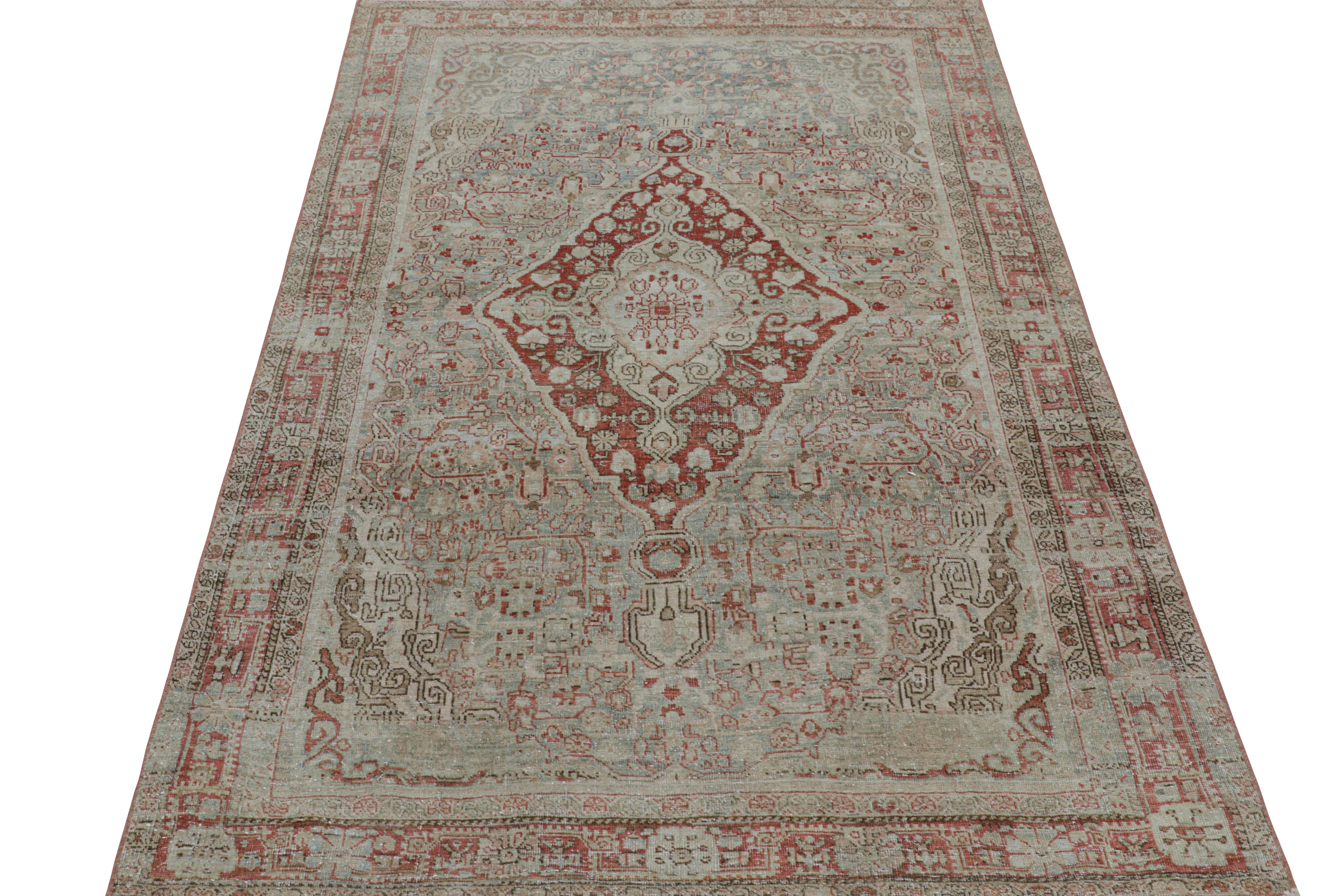 Mid-20th Century Vintage Turkish Rug with Red and Teal Floral Medallion, from Rug & Kilim