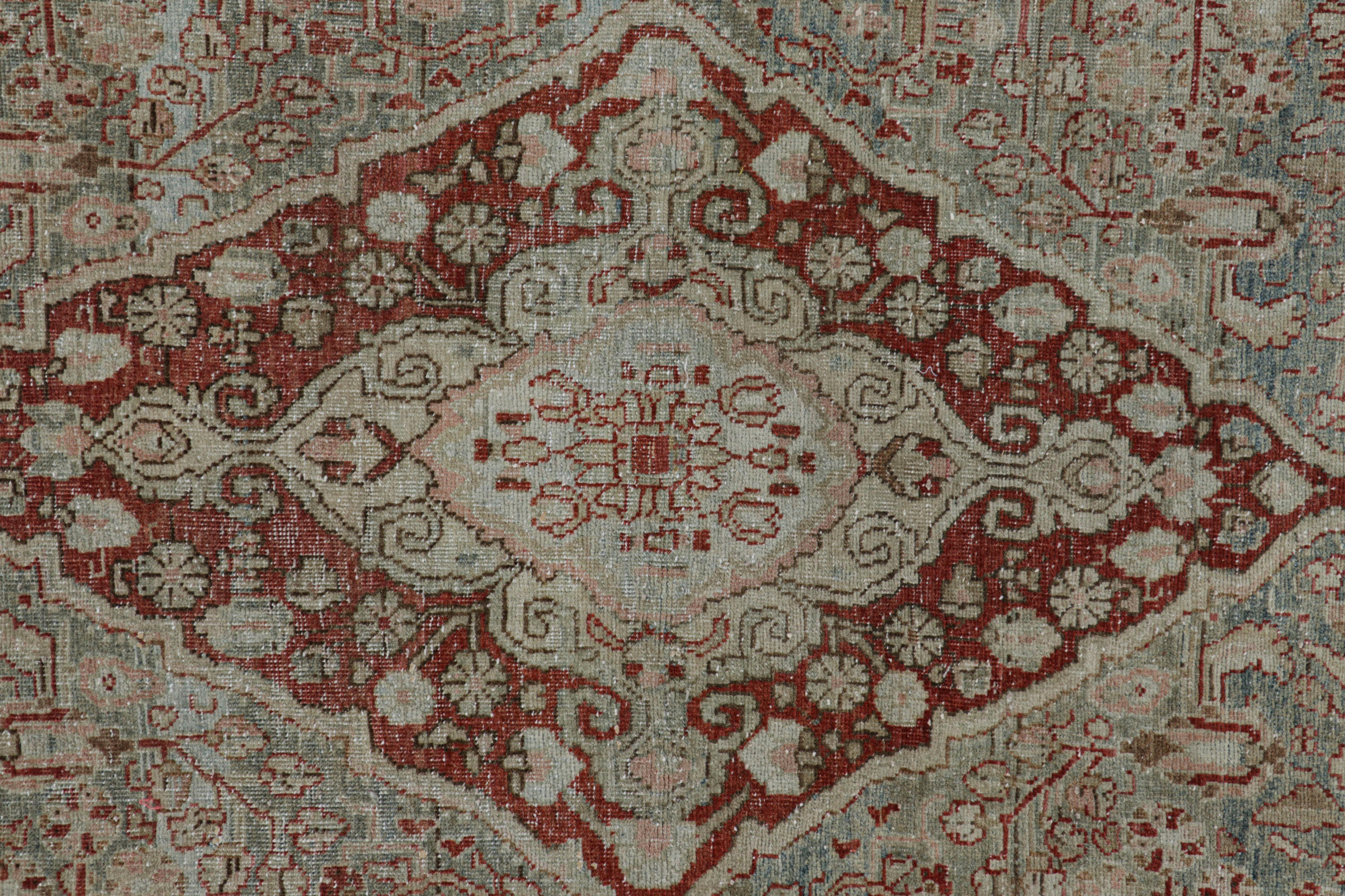 Wool Vintage Turkish Rug with Red and Teal Floral Medallion, from Rug & Kilim