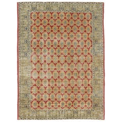 Vintage Turkish Rug with Repeating All-Over Geometric Design for Modern Interior