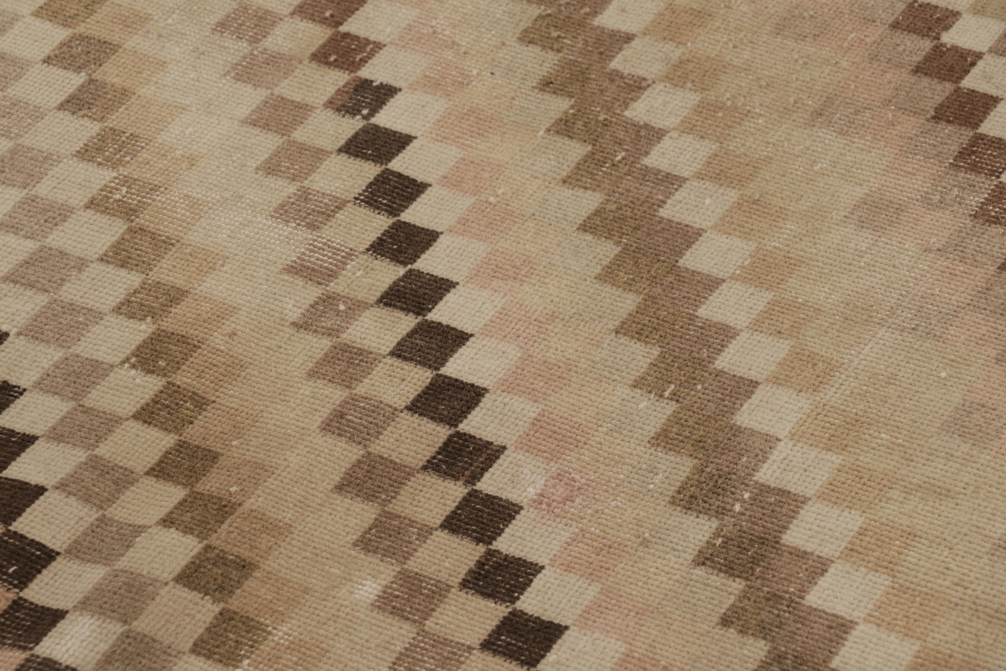 Traves de Mesa Turco Vintage, Beige-Marrón con Diseño de Rayas Diagonales - Rug & Kilim Lana en venta