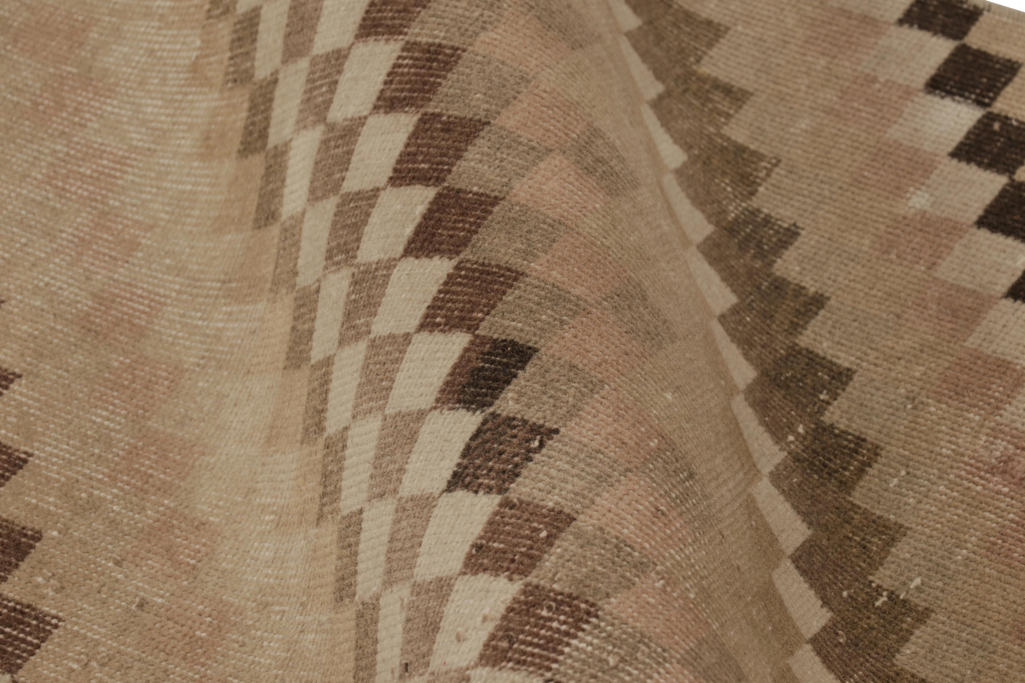 Traves de Mesa Turco Vintage, Beige-Marrón con Diseño de Rayas Diagonales - Rug & Kilim en venta 1