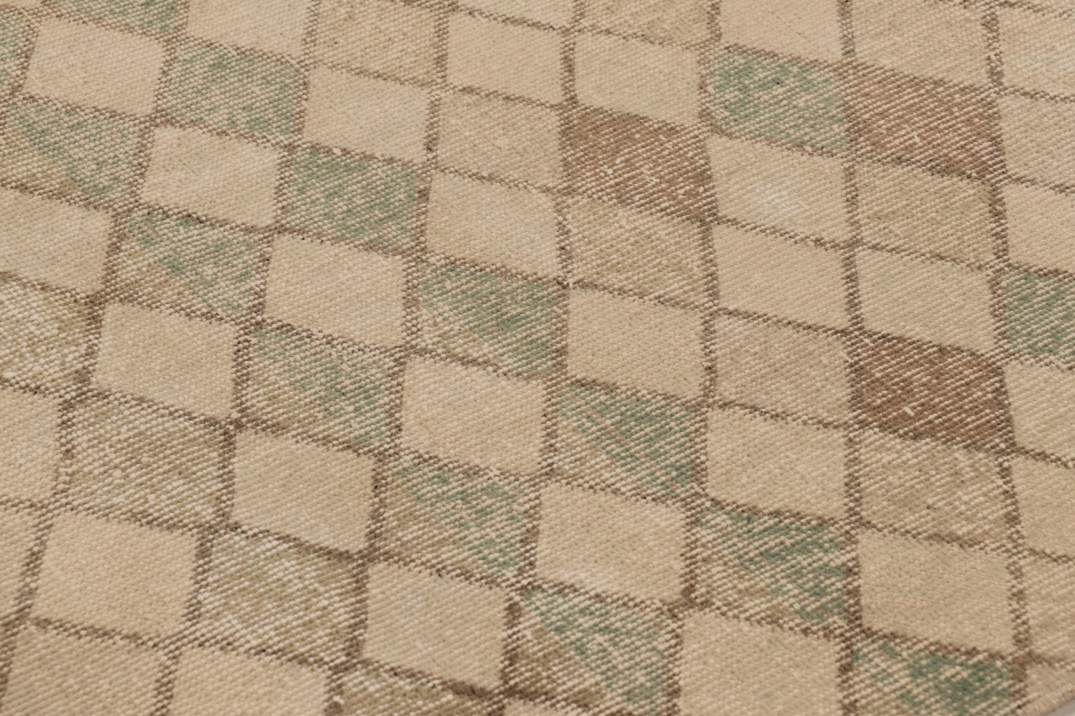 Türkischer Vintage-Läufer, Beige mit buntem Rautenmuster - Rug & Kilim (Wolle) im Angebot