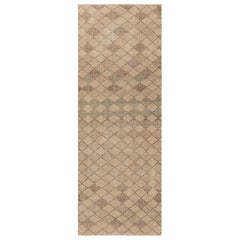 Vintage Turkish Runner, Beige with Colorful Diamond Design - Rug & Kilim