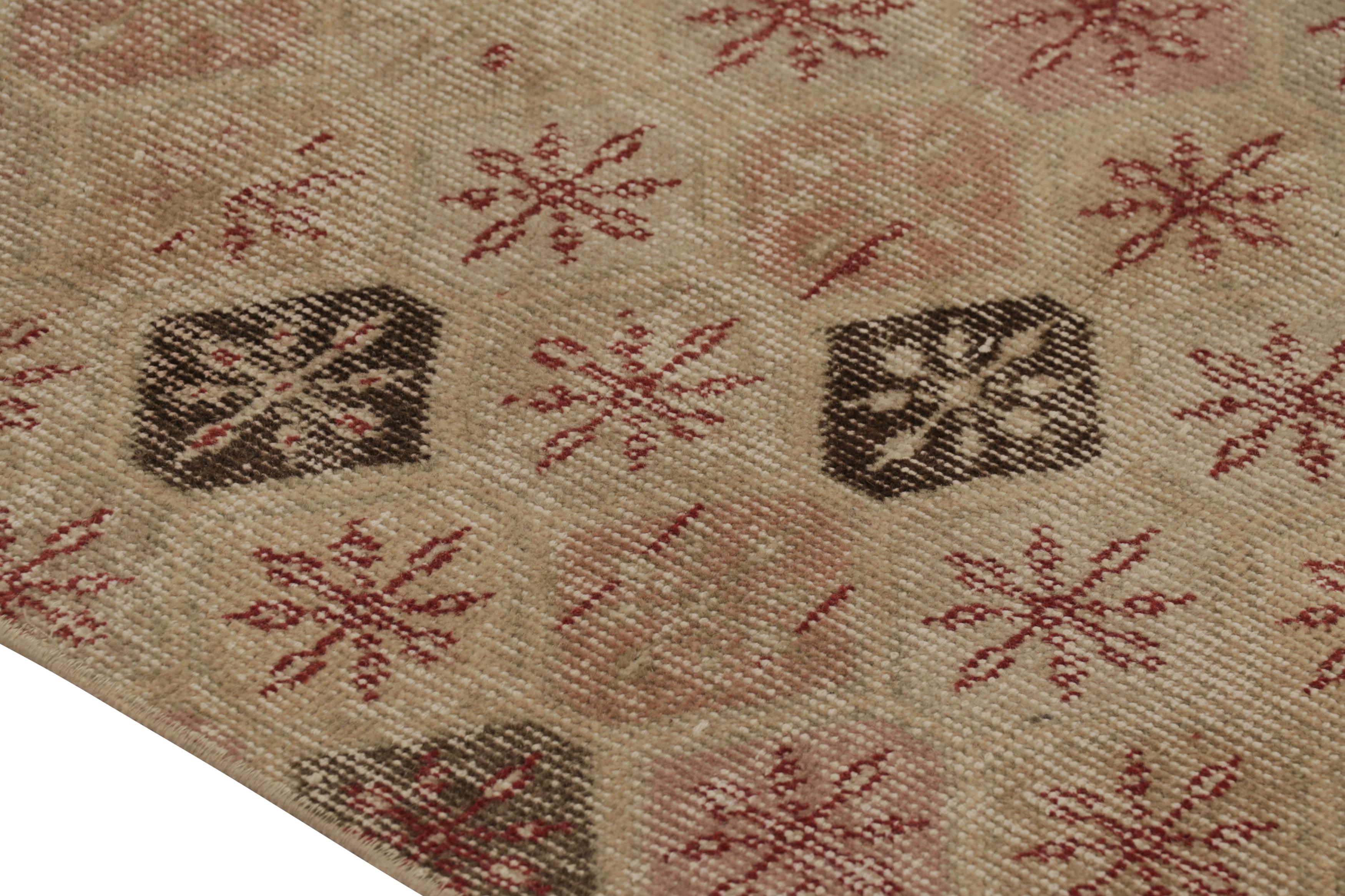 Türkischer Vintage-Läufer, braun mit buntem Rautenmuster - Rug & Kilim (Wolle) im Angebot