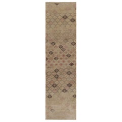 Runner turco vintage, marrone con disegno a diamante colorato - Rug & Kilim