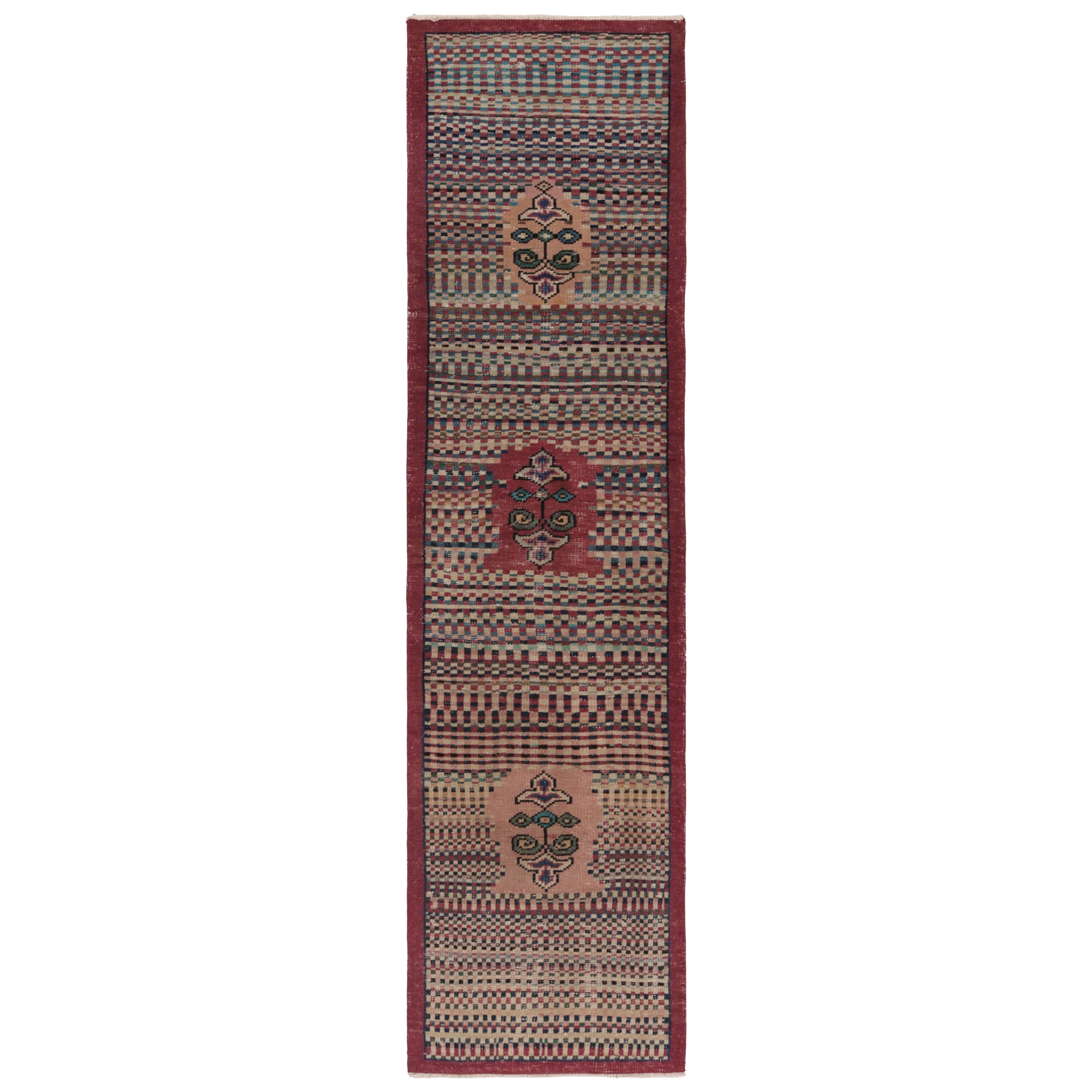 Türkischer Vintage-Läufer, braun mit Blumenmedaillons und Mustern - Rug 
Kilim im Angebot