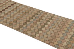 Vintage Turkish Runner, Brown with Multicolor Geometric Design - Rug & Kilim