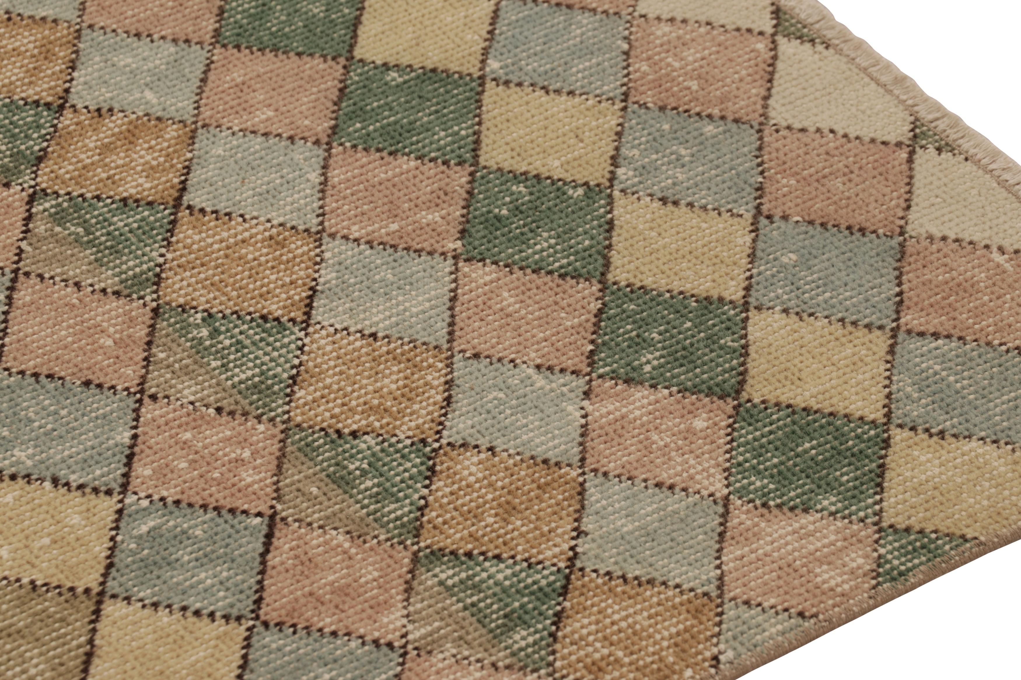 Türkischer Vintage-Läufer, braun mit mehrfarbigem geometrischem Design - Rug & Kilim (Wolle) im Angebot