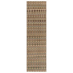 Vintage Turkish Runner, Brown with Multicolor Geometric Design - Rug & Kilim