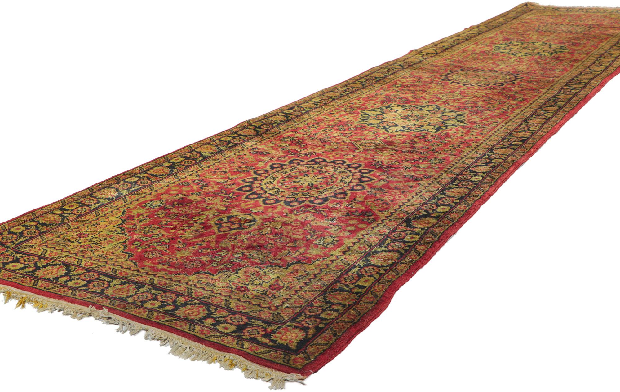 78346 Vintage Turkish Runner, 02'06 x 11'07.
This exquisite hand-knotted wool vintage Turkish runner exudes elegance and sophistication with its warm, rich colors and intricate detailing. Its well-balanced design is poised to leave a lasting