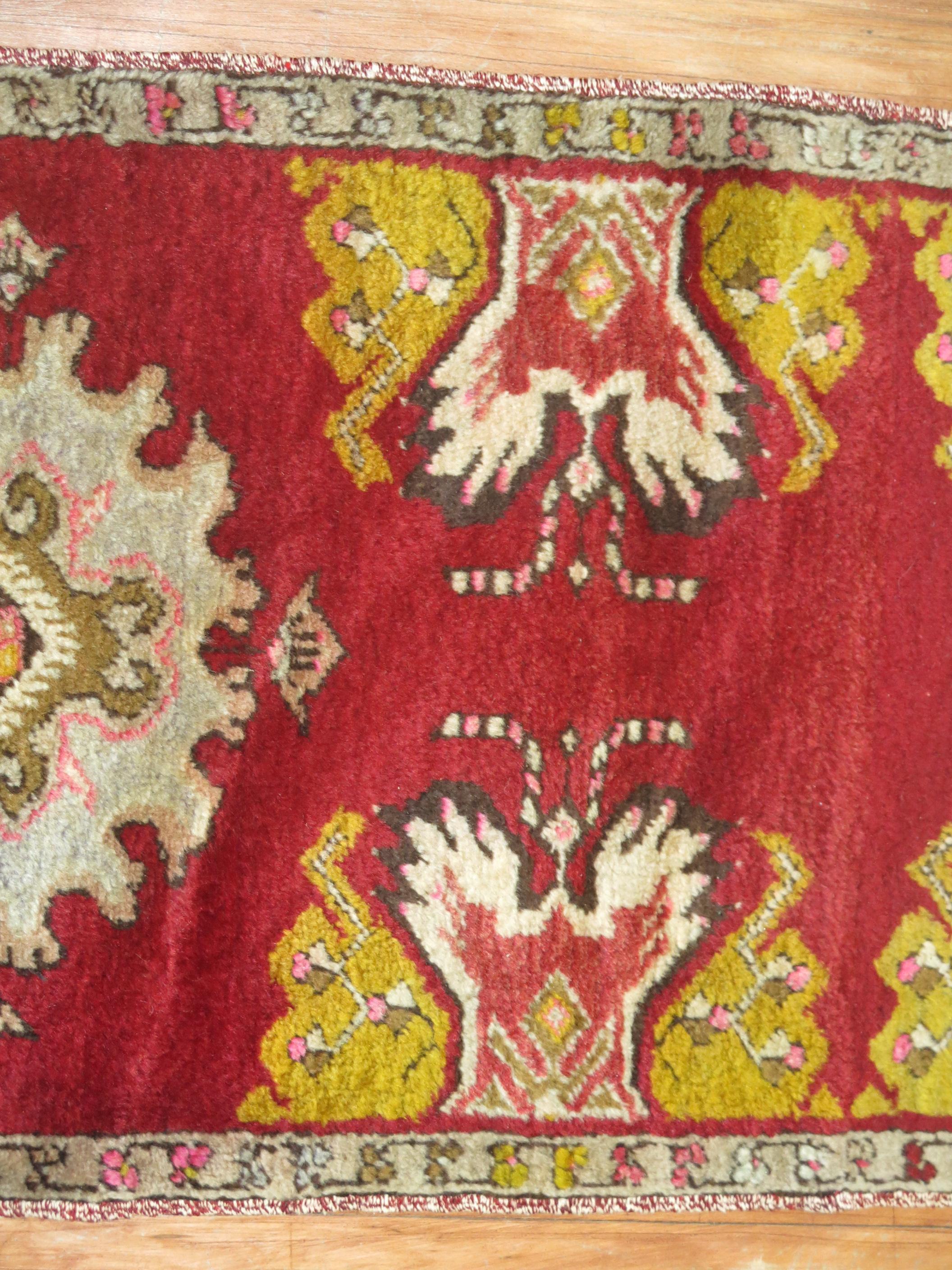 Hand-Knotted Vintage Turkish Runner For Sale