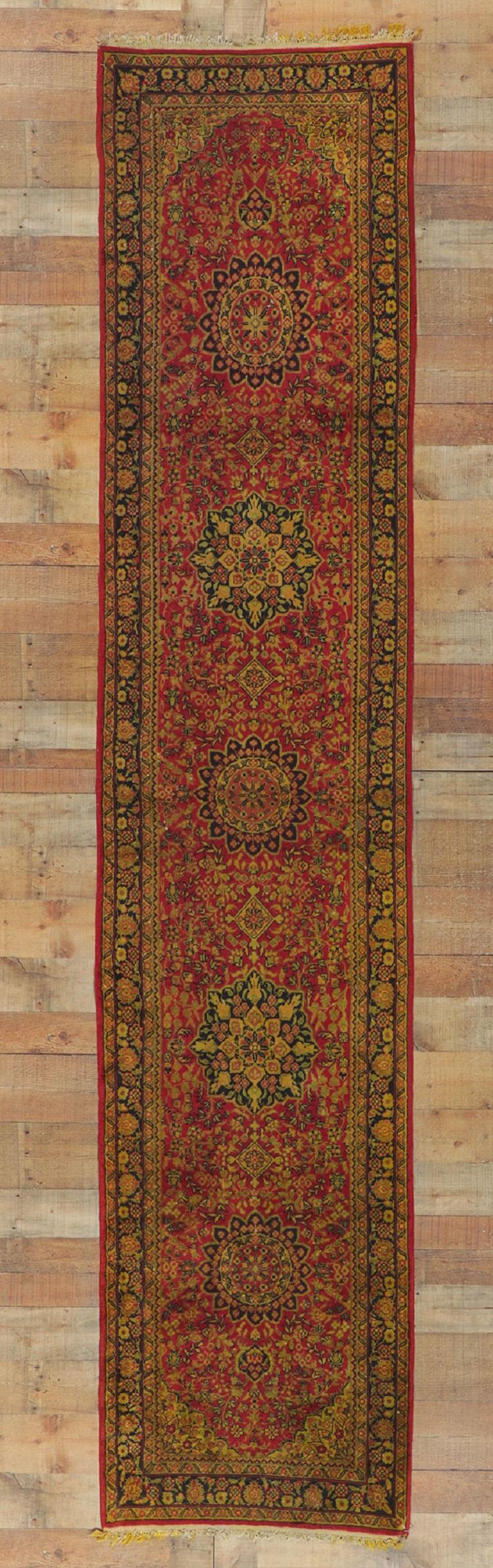 Vintage Turkish Runner, Sophisticated Elegance Meets Timeless Appeal In Good Condition For Sale In Dallas, TX