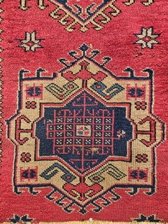 Vintage Turkish Runner, Hand-Knotted Wool, Geometric Design, 1920s