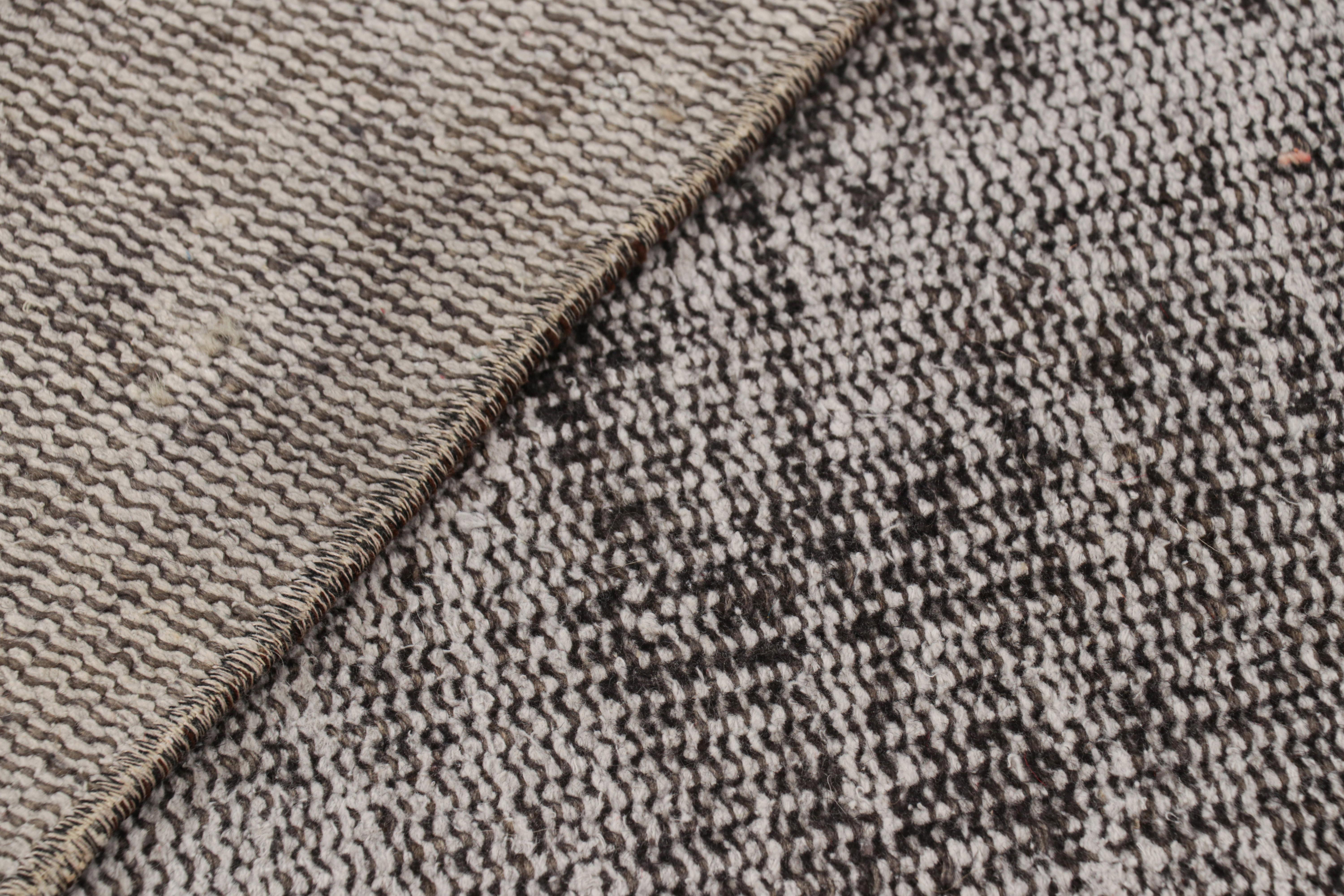 Vintage Turkish Runner in Black & White Distressed Pattern, from Rug & Kilim For Sale 1