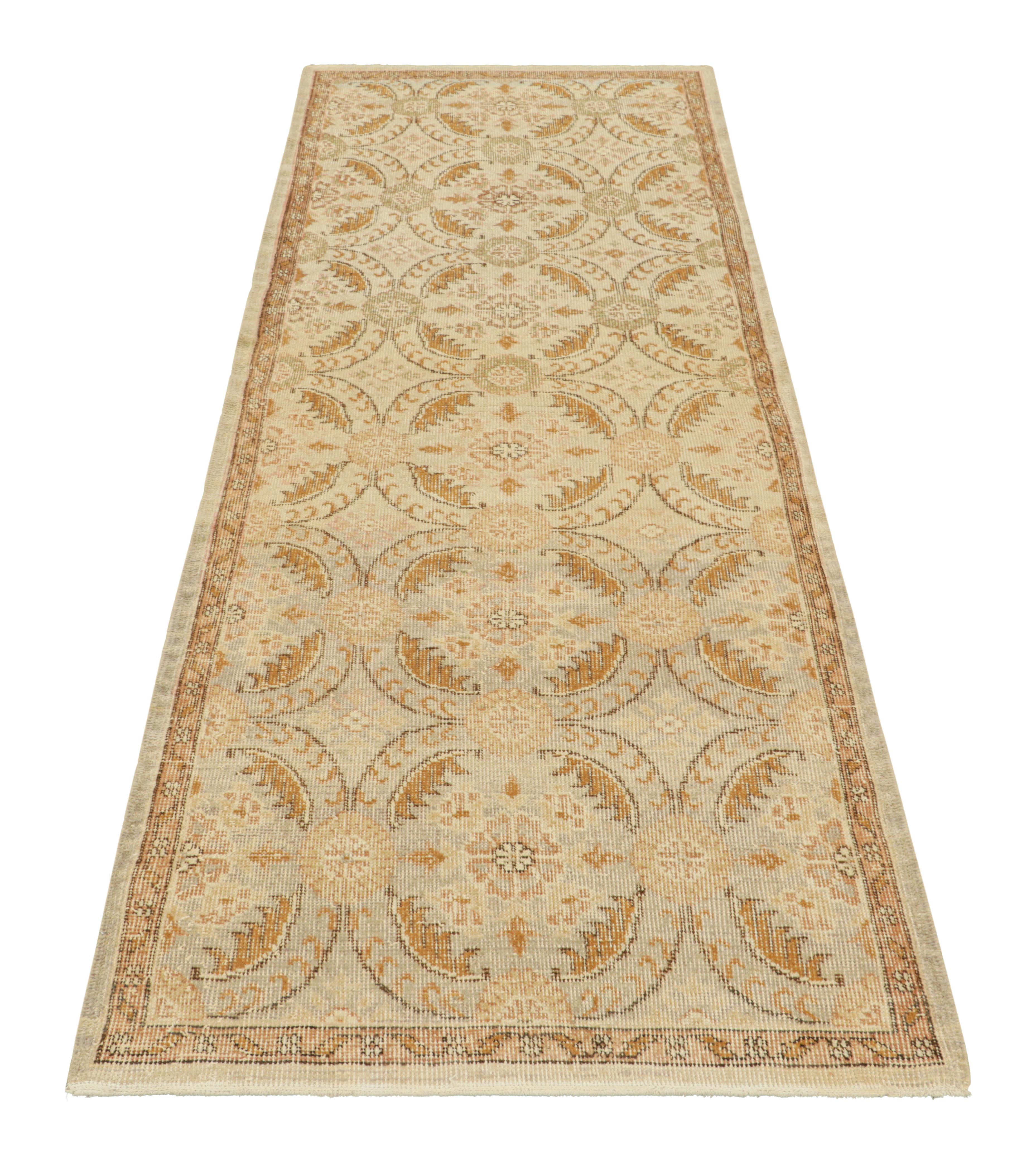 Mid-20th Century Vintage Turkish Runner in Blue, with Herati Floral Patterns, from Rug & Kilim For Sale