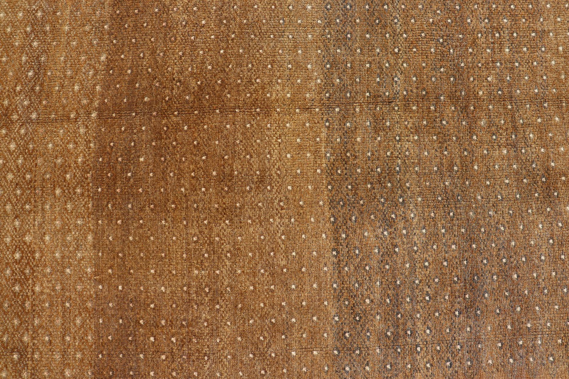 Hand-Woven Vintage Turkish Runner in Brown & Ivory With Geometric Motifs 4'1 X 10'5 For Sale