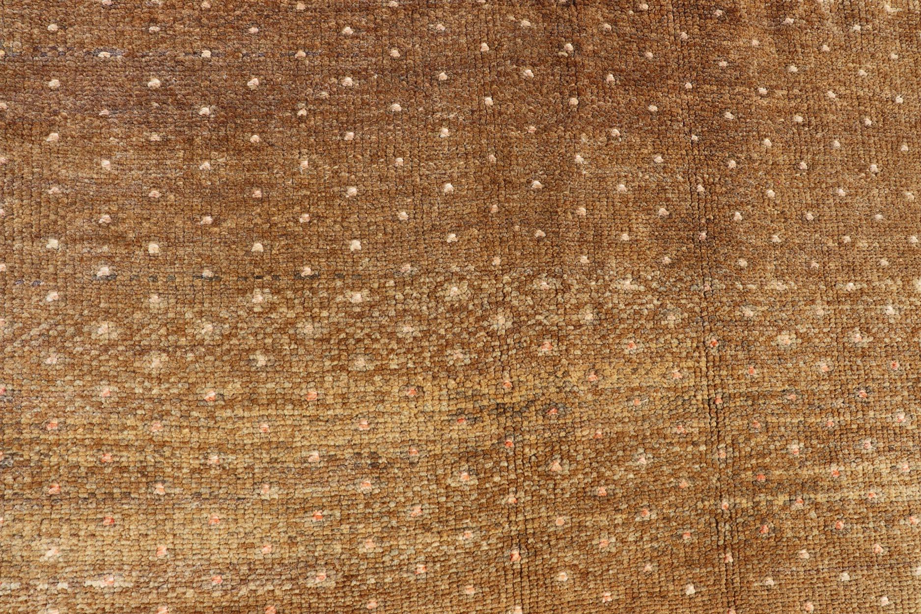 20th Century Vintage Turkish Runner in Brown & Ivory With Geometric Motifs 4'1 X 10'5 For Sale