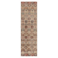 Vintage Turkish Runner in Brown with Colorful Geometric Medallions - Rug & Kilim