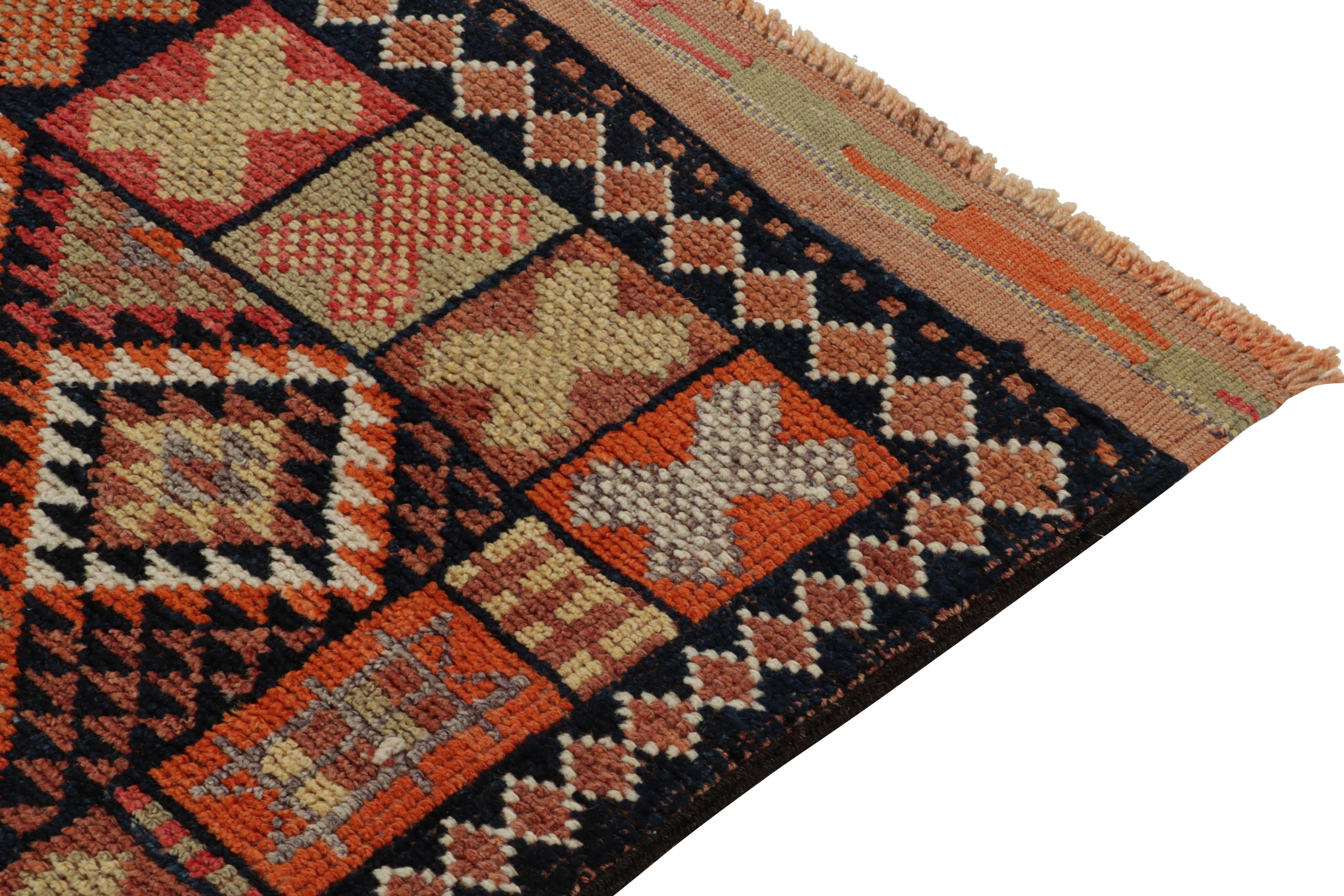 Vintage Turkish runner in Orange, Black & Beige Geometric Pattern by Rug & Kilim In Good Condition For Sale In Long Island City, NY