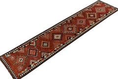 Vintage Turkish runner in Rust Red and Brown Geometric Pattern by Rug & Kilim