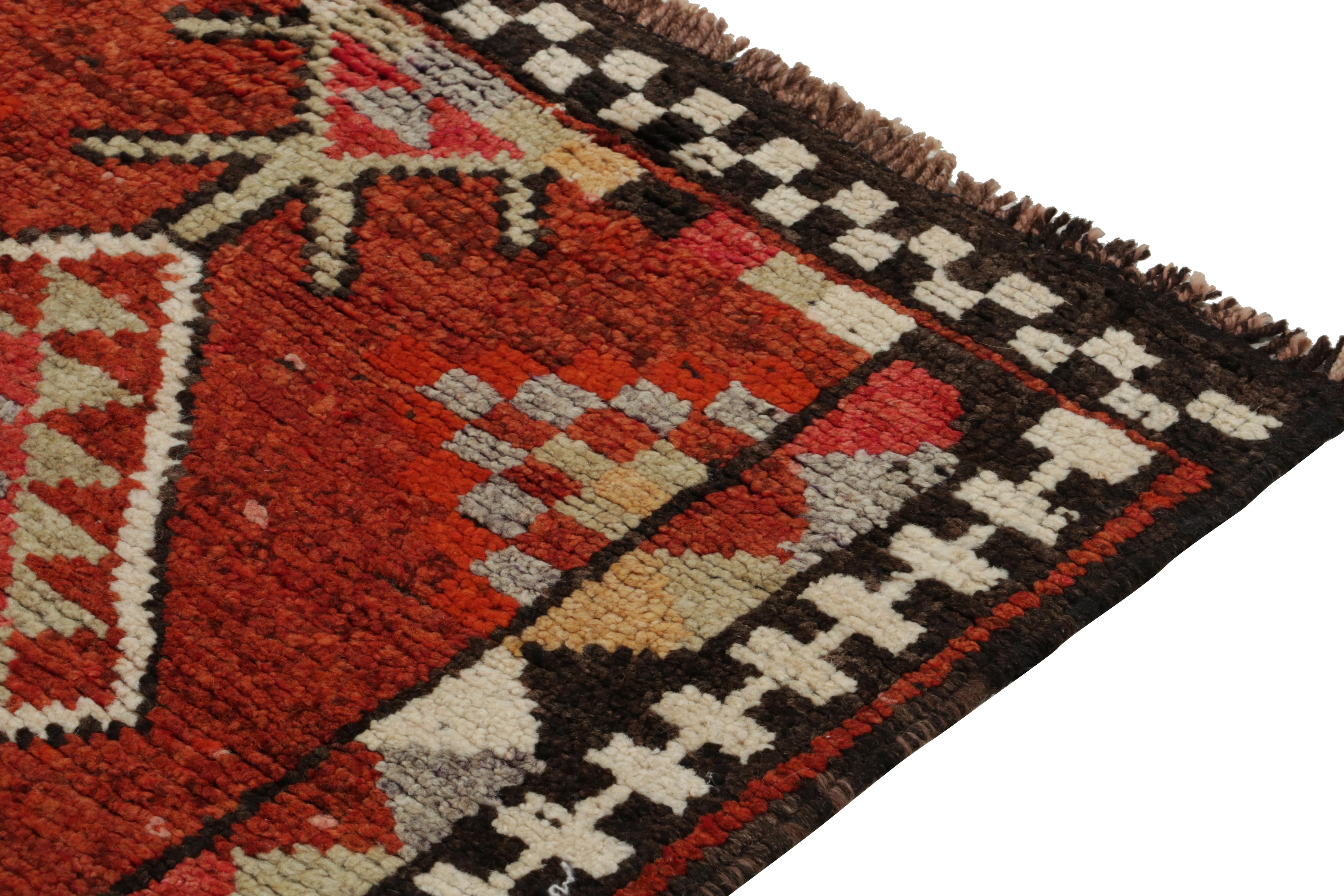 Vintage Turkish runner in Rust Red and Brown Geometric Pattern by Rug & Kilim In Good Condition For Sale In Long Island City, NY
