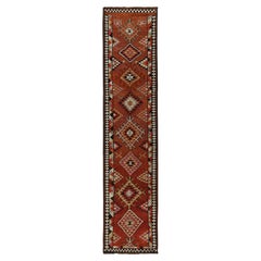 Vintage Turkish runner in Rust Red and Brown Geometric Pattern by Rug & Kilim