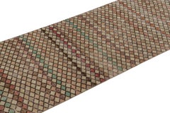 Vintage Turkish Runner, Mosaic-Inspired Multicolor Geometric Design -Rug & Kilim