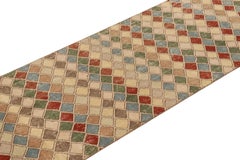 Vintage Turkish Runner, Mosaic-Inspired Multicolor Geometric Design -Rug & Kilim