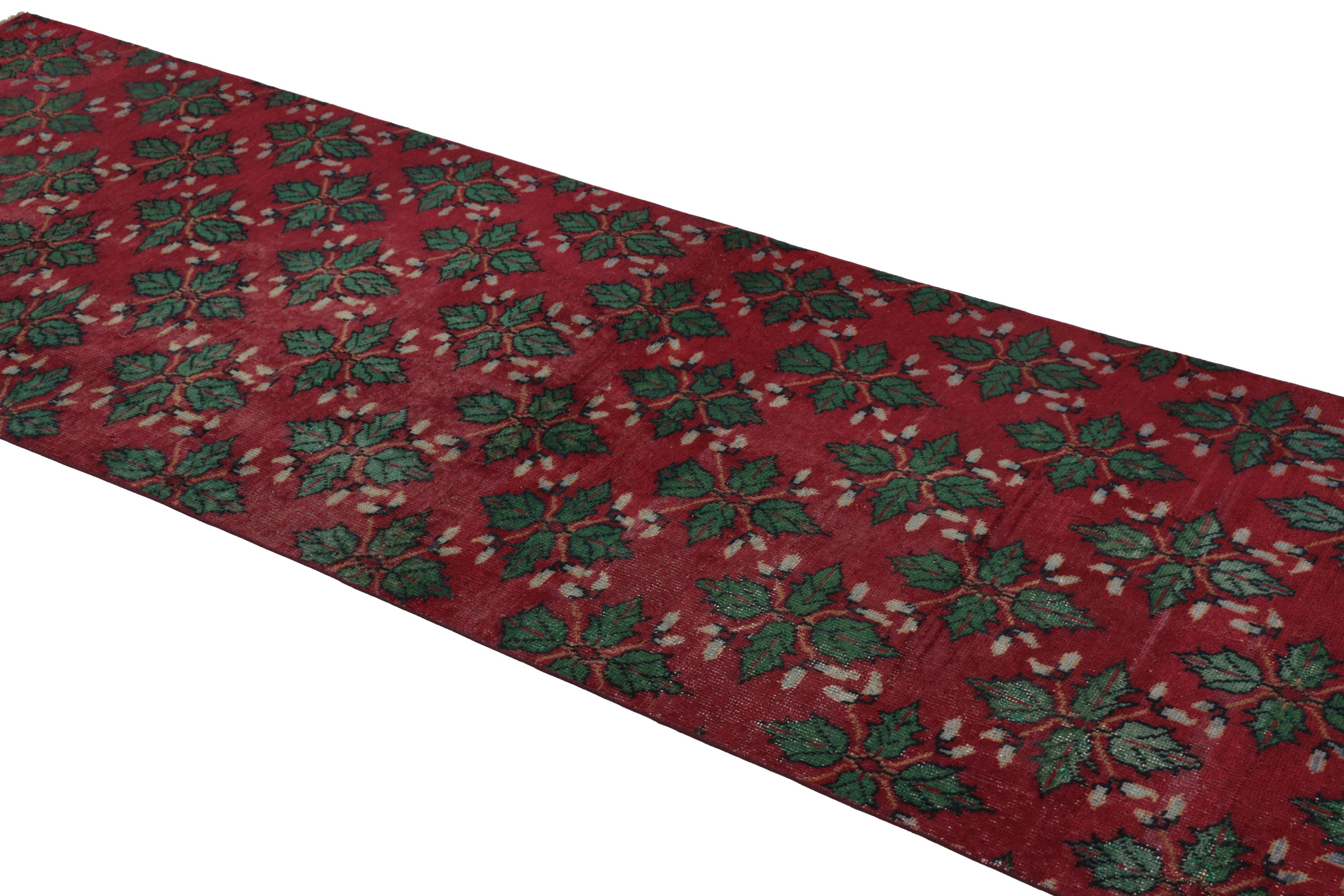 This vintage runner rug is a 3x9 Turkish distressed piece, made with hand-knotted wool circa mid-20th century. It is an exciting new addition to our collection of Turkish rugs. 

On the Design:

Admirers of the craft will admire this personal