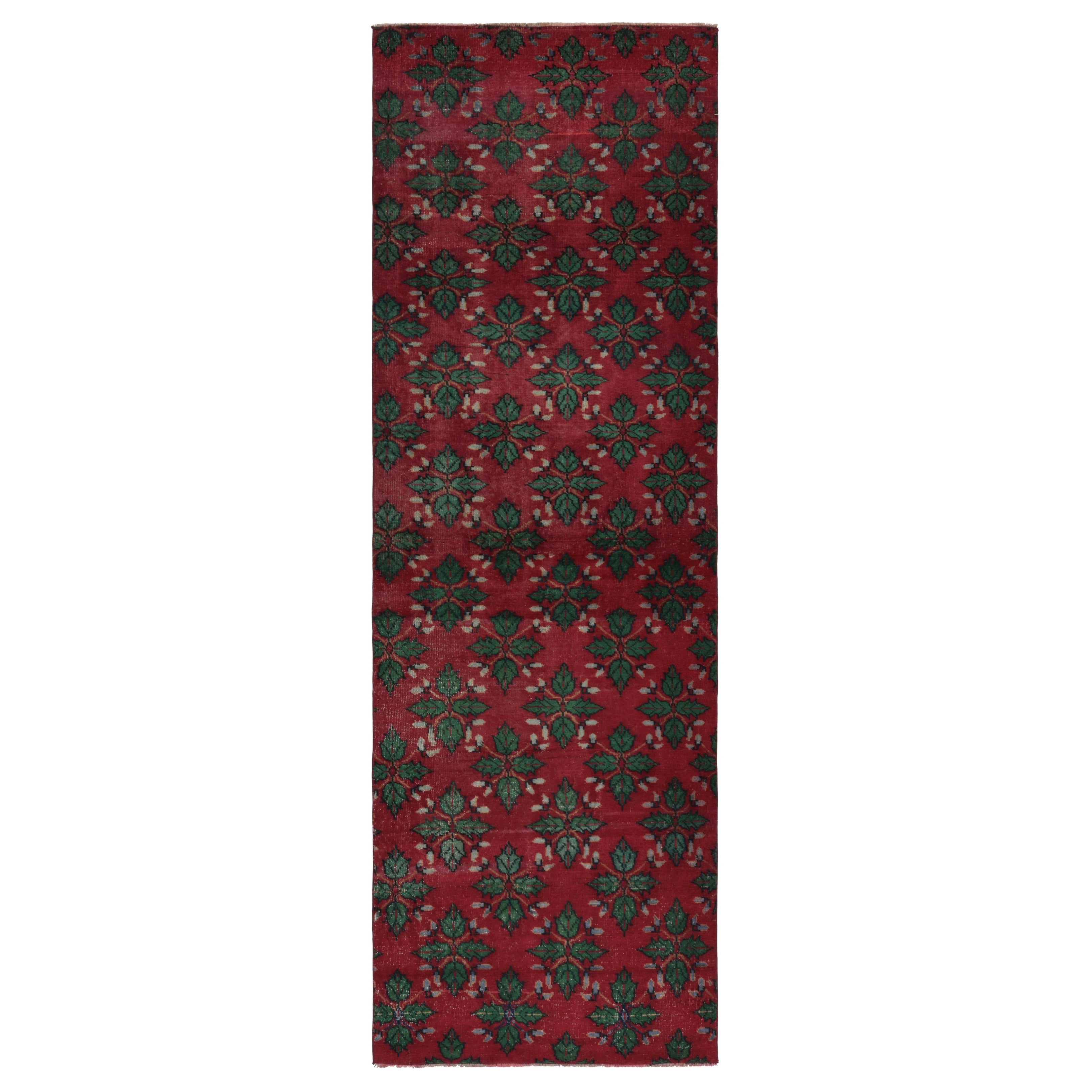 Türkischer Vintage-Läufer, rot und grün mit floralen Mustern -Rug 
Kilim