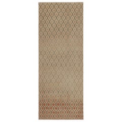 Vintage Turkish Runner Rug, Beige and Cream with Geometric Patterns –Rug & Kilim