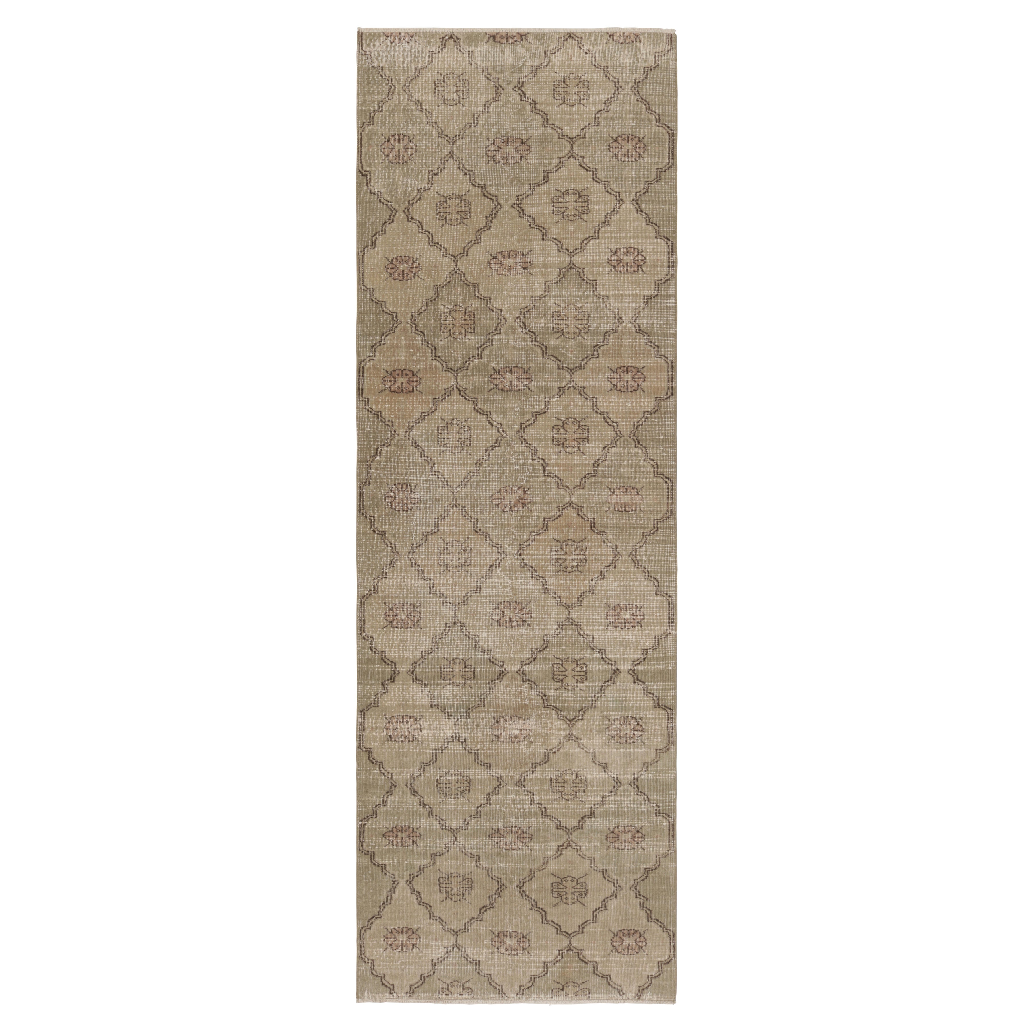 Tappeto turco vintage, beige e crema con motivi a diamante - Rug & Kilim