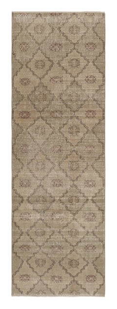 Türkischer Vintage-Läufer in Beige und Creme mit Rautenmustern - Rug & Kilim