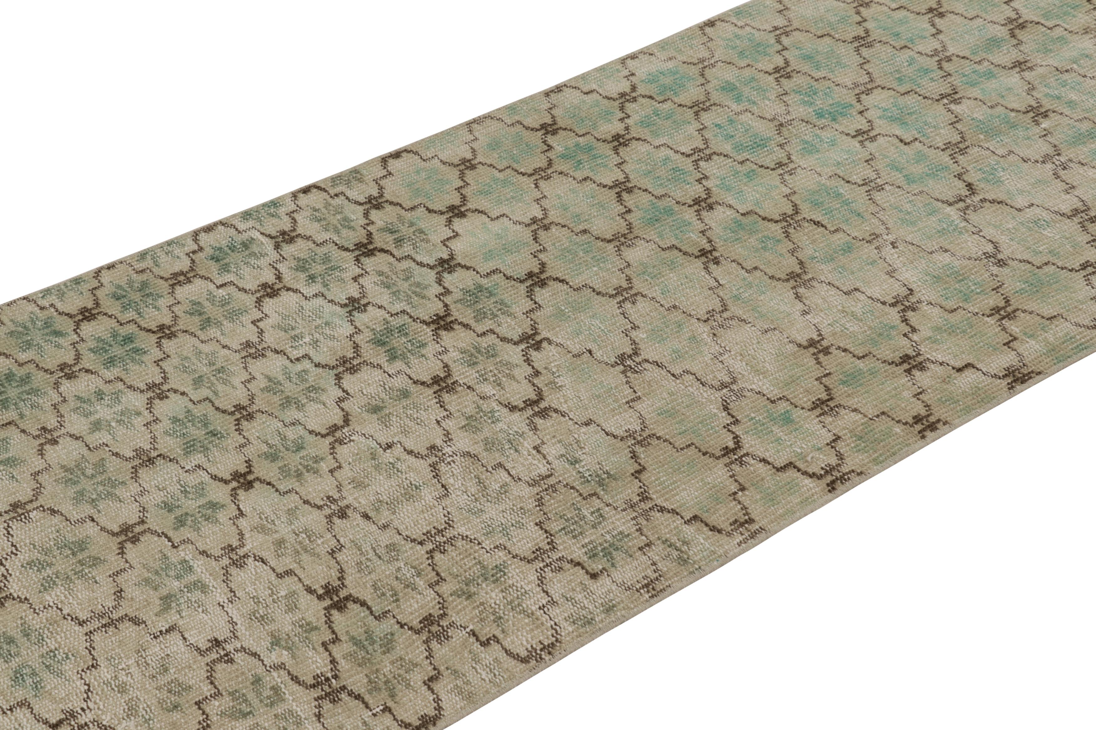 This vintage runner rug is a 3x9 Turkish distressed piece, made with hand-knotted wool circa mid-20th century. It is an exciting new addition to our collection of distressed Turkish rugs.

On the Design:

Admirers of the craft will admire this