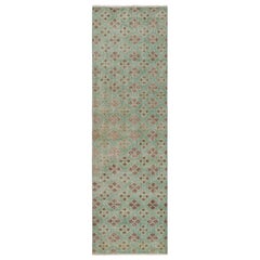 Tappeto turco vintage, verde e rosso con motivi a diamante - Rug & Kilim