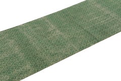 Vintage Turkish Runner Rug, Green with Diamond Patterns – Rug & Kilim