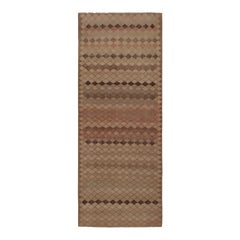 Vintage Turkish Runner Rug in Beige-Brown with Diamond Patterns  - Rug & Kilim