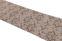 Vintage Turkish Runner Rug in Beige with Blue Floral Medallions - Rug & Kilim