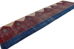 Vintage Turkish runner rug in Blue, Maroon and Brown Patterns by Rug & Kilim