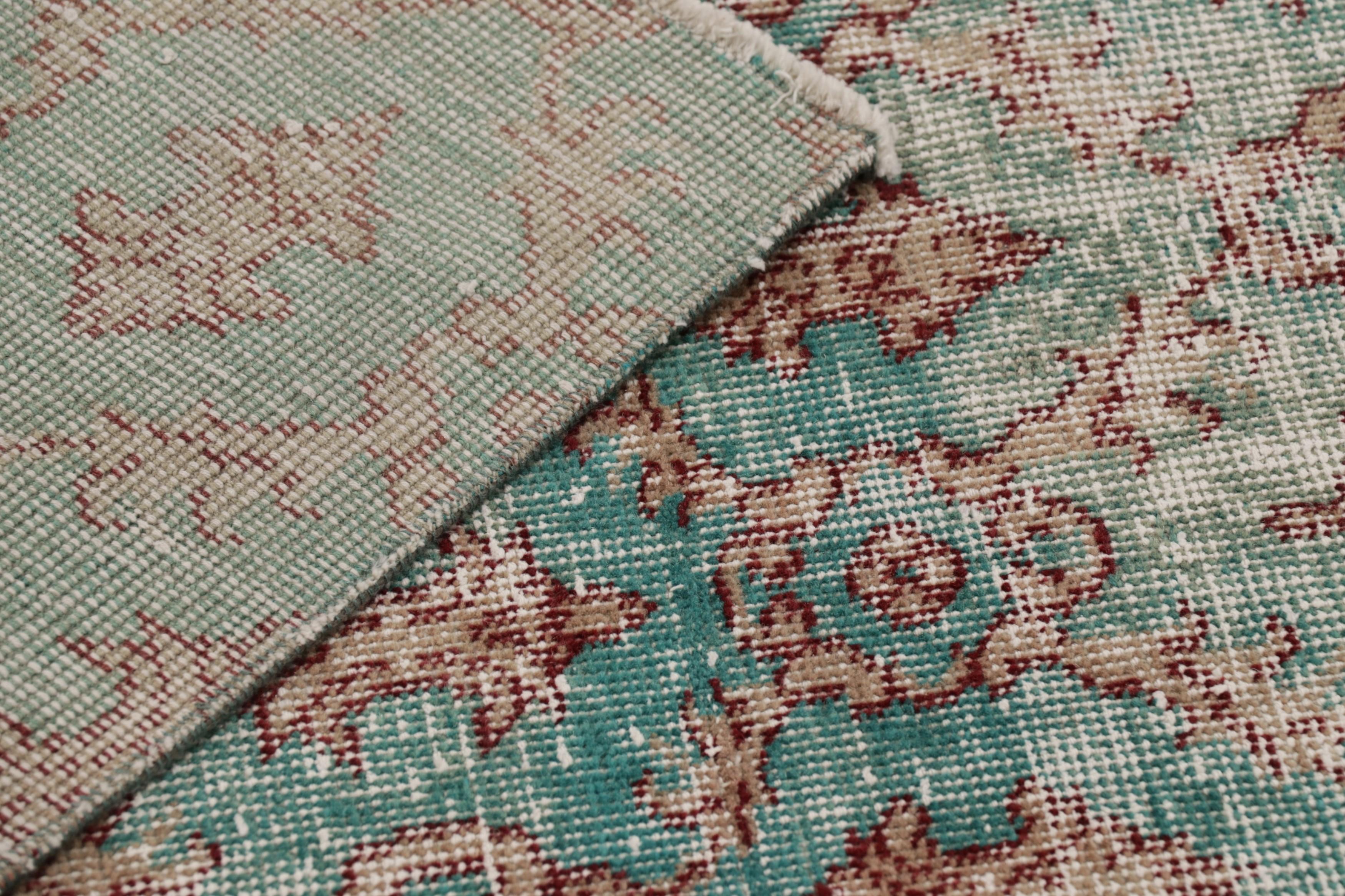 Vintage Turkish Runner Rug in Blue with Brown Floral Medallions - Rug & Kilim For Sale 2