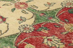 Vintage Turkish Runner Rug in Green with Floral Patterns, from Rug & Kilim