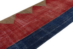 Vintage Turkish runner rug in Red, Blue and Brown Patterns by Rug & Kilim