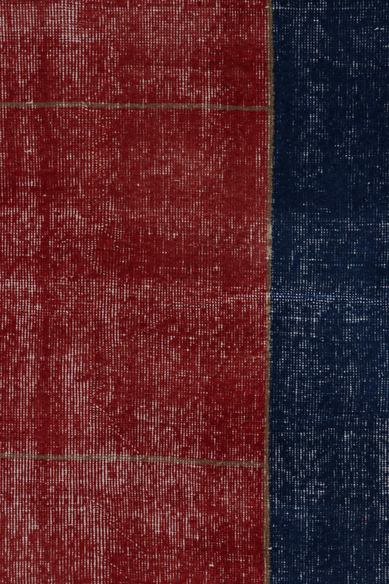 Wool  Vintage Turkish runner rug in Red, Blue and Brown Patterns by Rug & Kilim For Sale